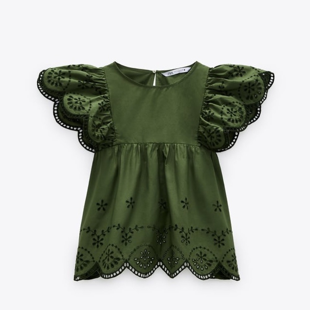 NWT Zara Cutwork Embroidered Blouse